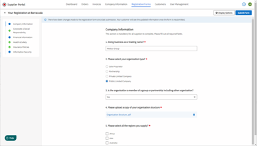 Supplier onboarding